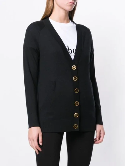 Shop Burberry Crest Button Cashmere Cardigan In Black