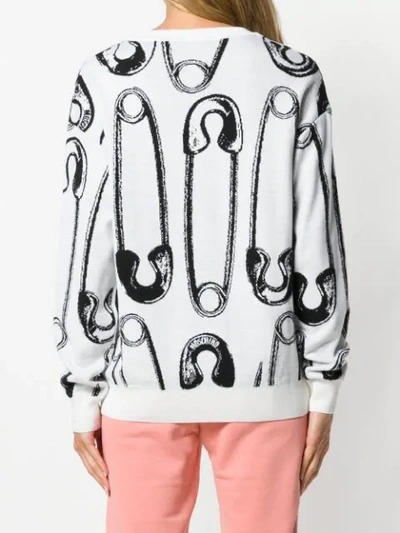 Shop Moschino Safety Pin Print Sweater - White