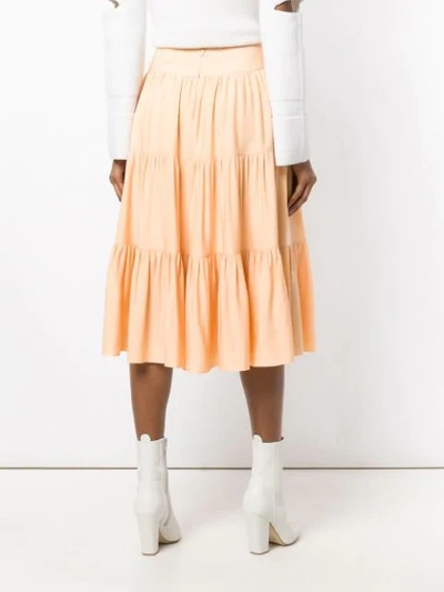 Shop Chloé Tiered Midi Skirt In Neutrals