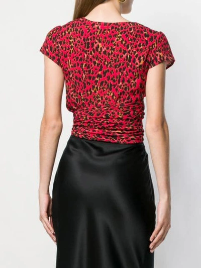 Shop Andamane Leopard Pattern Tie Blouse In Red