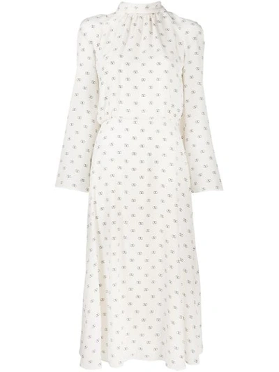 Shop Valentino Garavani Vlogo Dress In Neutrals