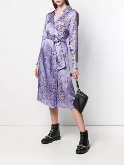 Shop Pinko Snake Print Wrap Dress In Purple