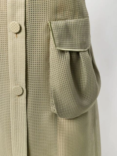 Shop Fendi Perforated Belted Trench Coat In Green