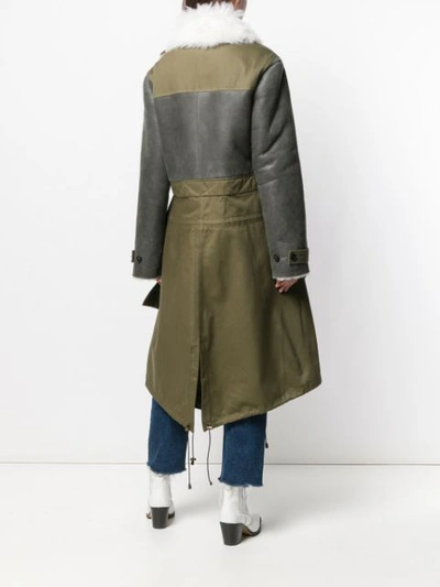 Shop Monse Patchwork Shearling Coat In Green