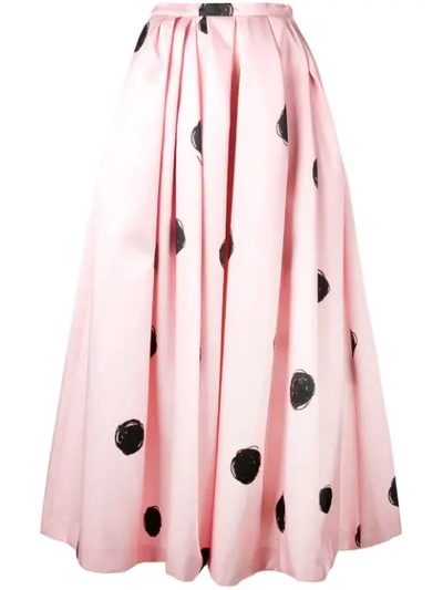 Shop Christopher Kane Dot Print Satin Skirt In Pink