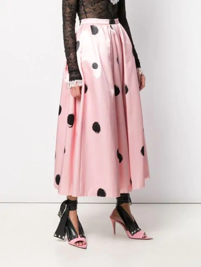 Shop Christopher Kane Dot Print Satin Skirt In Pink