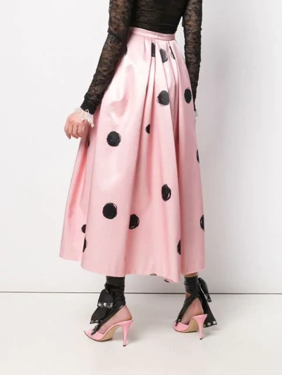 Shop Christopher Kane Dot Print Satin Skirt In Pink