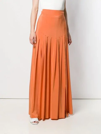 Shop Erika Cavallini Pleated Maxi Skirt In Orange