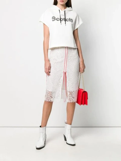 Shop Pinko Stripe Details Lace Skirt In White