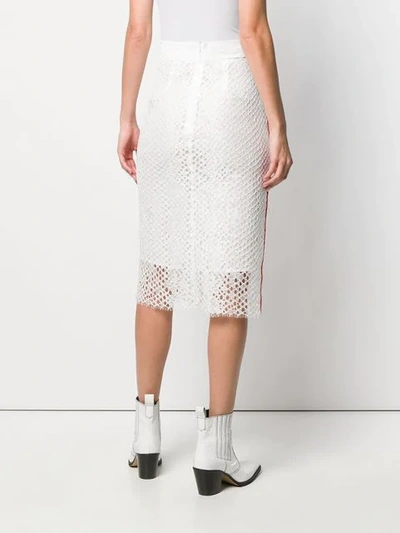 Shop Pinko Stripe Details Lace Skirt In White