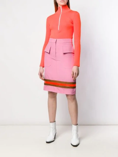 Shop Calvin Klein Stripe Detail Skirt In Pink
