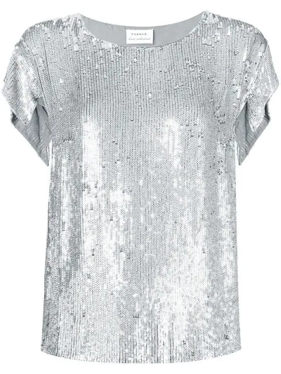 Shop P.a.r.o.s.h Sequin T-shirt In Silver