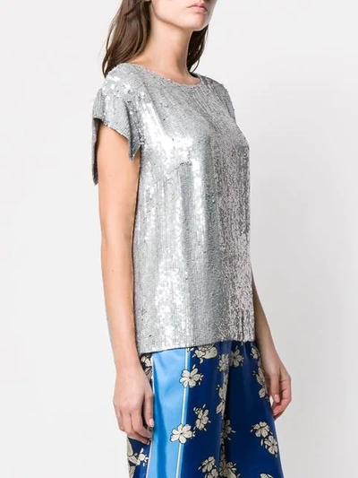 Shop P.a.r.o.s.h Sequin T-shirt In Silver