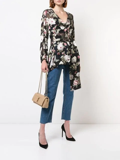 Shop Alice And Olivia Rosario Floral Kimono Top In Blue