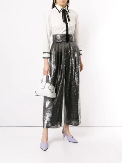 Shop Marc Jacobs High Waisted Sequin Trousers In Silver