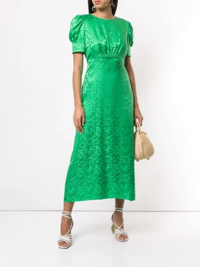 Shop Saloni Bianca Jacquard Dress In Green