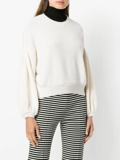 Shop Valentino Ribbed Knit Sweater - Neutrals