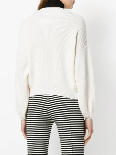 Shop Valentino Ribbed Knit Sweater - Neutrals