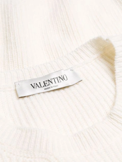 Shop Valentino Ribbed Knit Sweater - Neutrals