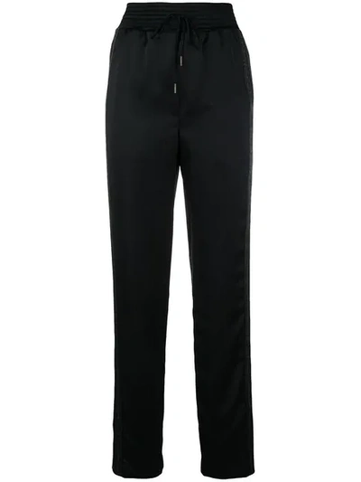 Shop Off-white Drawstring High-waist Trousers In Black