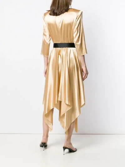 Shop Federica Tosi Belted Satin Dress In Gold