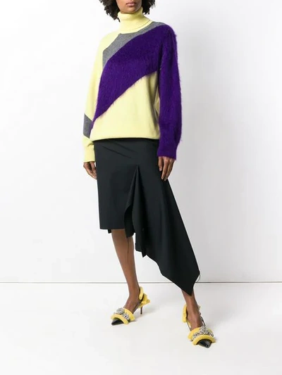 Shop N°21 Colour-block Roll Neck Sweater In Yellow
