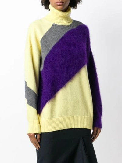 Shop N°21 Colour-block Roll Neck Sweater In Yellow