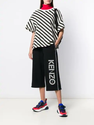 Shop Kenzo Cropped Track Pants In Black