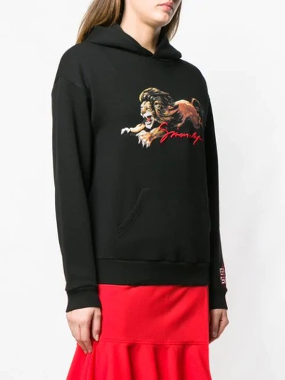 Shop Givenchy Graphic Print Hooded Sweatshirt - Black