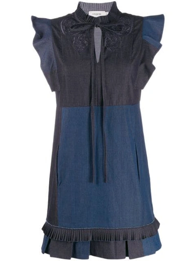 Shop Coach Denim Patch Dress In Blue