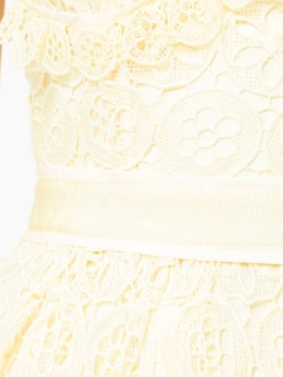 Shop Self-portrait Embroidered Lace Midi Dress In Yellow