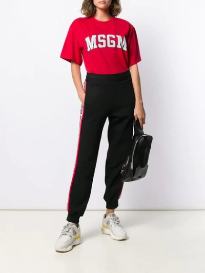 Shop Msgm College Logo T-shirt In Red