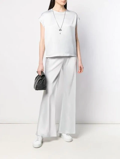 Shop Blanca Satin Wide-leg Trousers In Grey