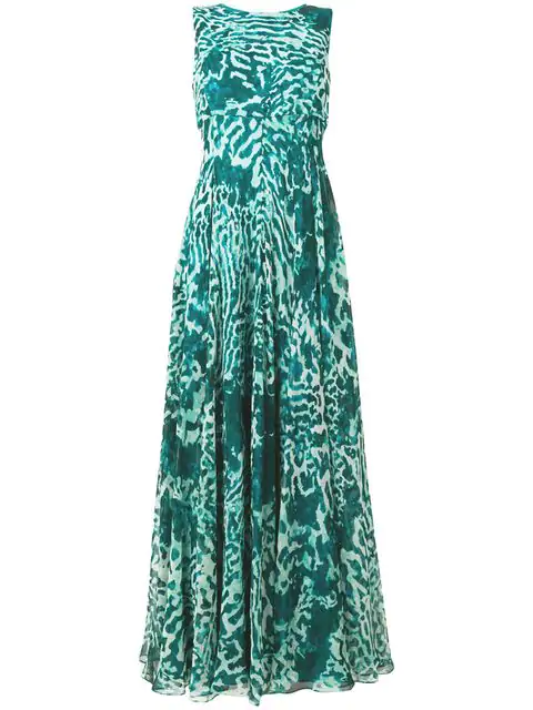 Max Mara Lugano Leopard-print Silk Maxi Dress In Green | ModeSens