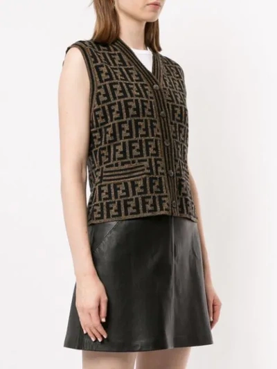 Pre-owned Fendi Knitted Monogram Vest In Brown