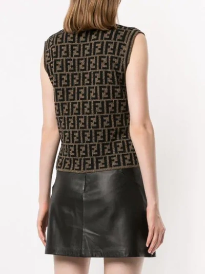 Pre-owned Fendi Knitted Monogram Vest In Brown