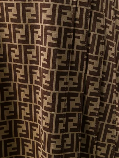 Shop Fendi Ff Motif Midi Dress In Brown