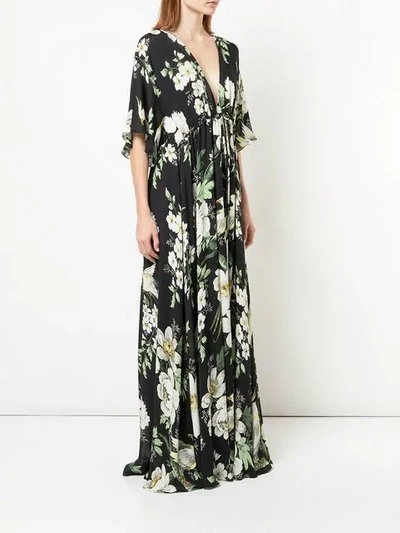 Shop Carolina Herrera Floral Print Maxi Dress In Black Multi