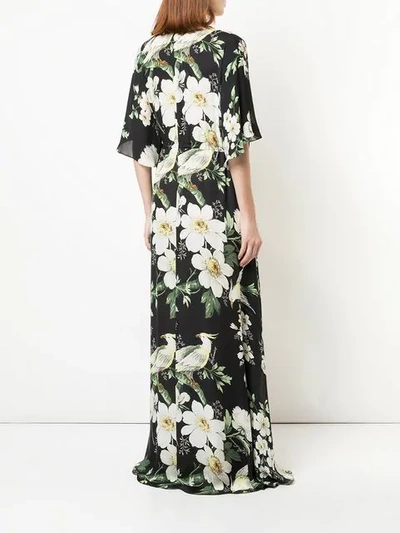 Shop Carolina Herrera Floral Print Maxi Dress In Black Multi