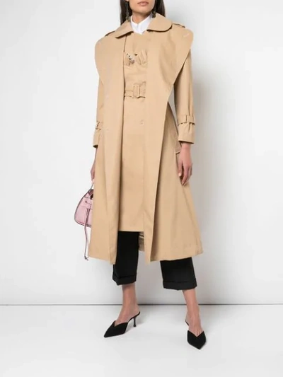 Shop Simone Rocha Double Breasted Peacoat In Neutrals