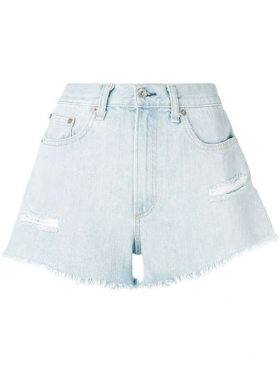 Shop Rag & Bone Distressed Denim Shorts In Blue