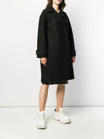 Shop Kenzo Double Breasted Coat In Black