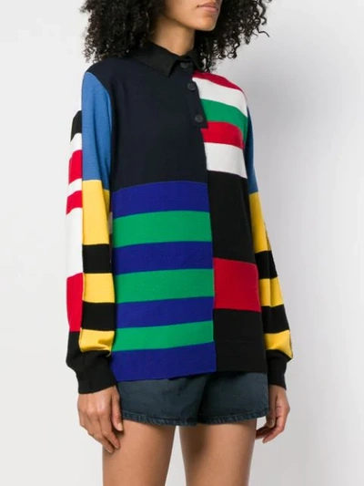 Shop Jw Anderson Striped Rugby Knitted Top In 850 Cobalt