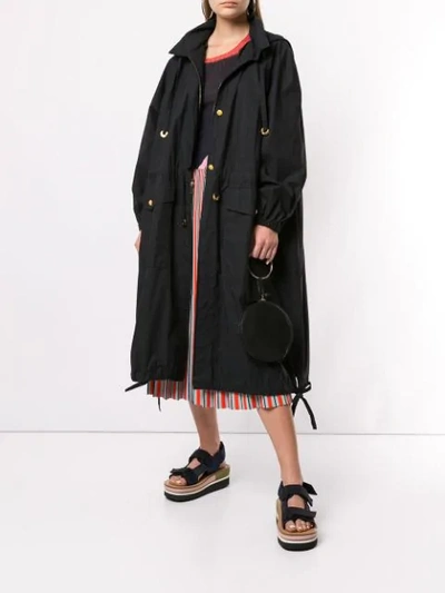 Pre-owned Sonia Rykiel Hooded Drawstring Midi Coat In Black