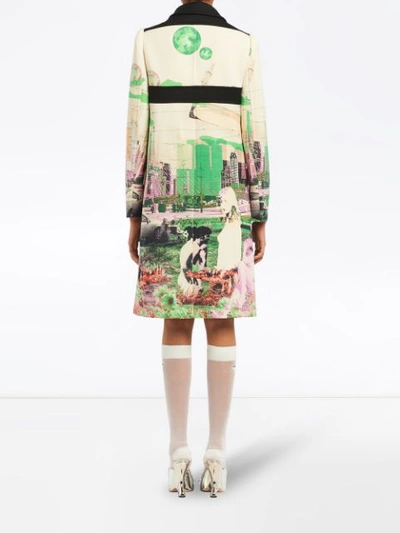 Shop Prada Graphic Print Coat - Green