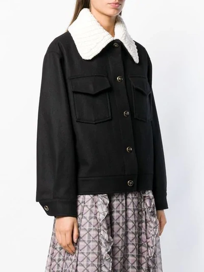 Shop Alexa Chung Knitted Collar Field Jacket - Black
