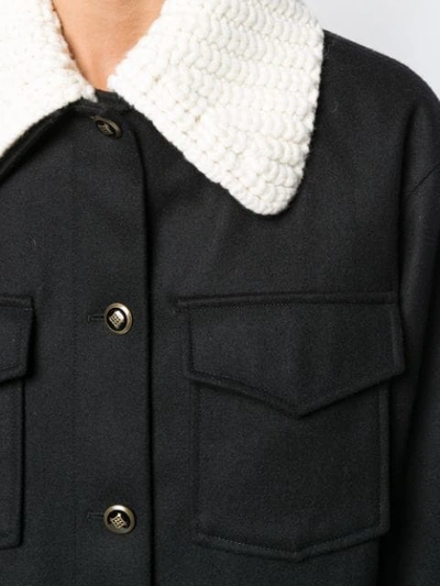 Shop Alexa Chung Knitted Collar Field Jacket - Black