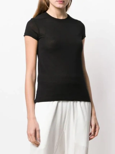 RICK OWENS ROUND NECK SHEER T-SHIRT - 黑色