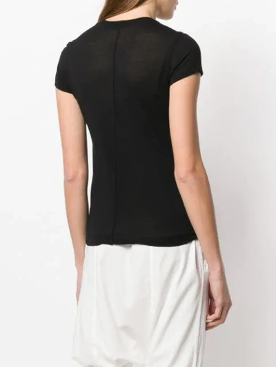 RICK OWENS ROUND NECK SHEER T-SHIRT - 黑色