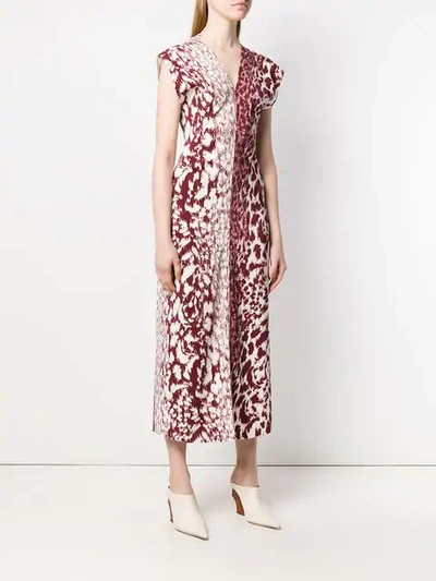 Shop Victoria Beckham Long Fitted Dress In Bordeaux White